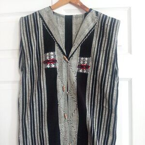 Threaded Black & White Striped Wool Vest Style